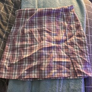 Pink & White plaid Zip Up skirt